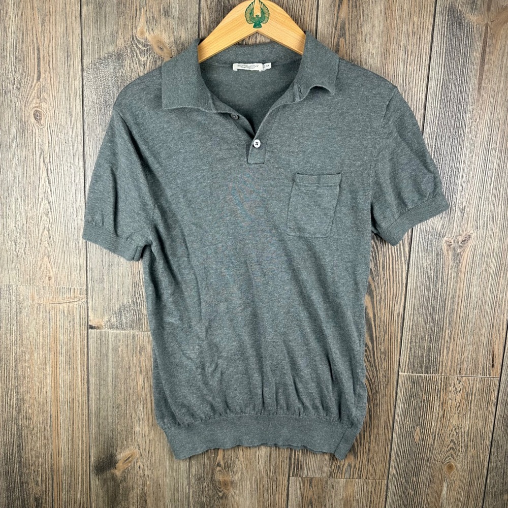 Suitsupply Green Linen Cotton Knit Polo Shirt Short Sleeve Men Size Small Pocket
